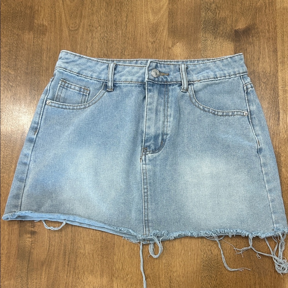 SHEIN Light Blue Denim Mini Skirt